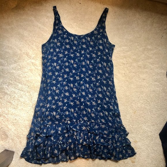 Silk Ruffle Dress, navy floral - Picture 3 of 3